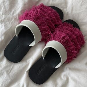 LRNCE Slide Sandals in Pink and White. Like new